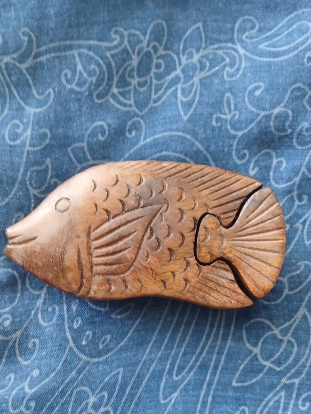 NWOT Wooden Fish Puzzle Box - Decorative Accent For Fish Lovers.